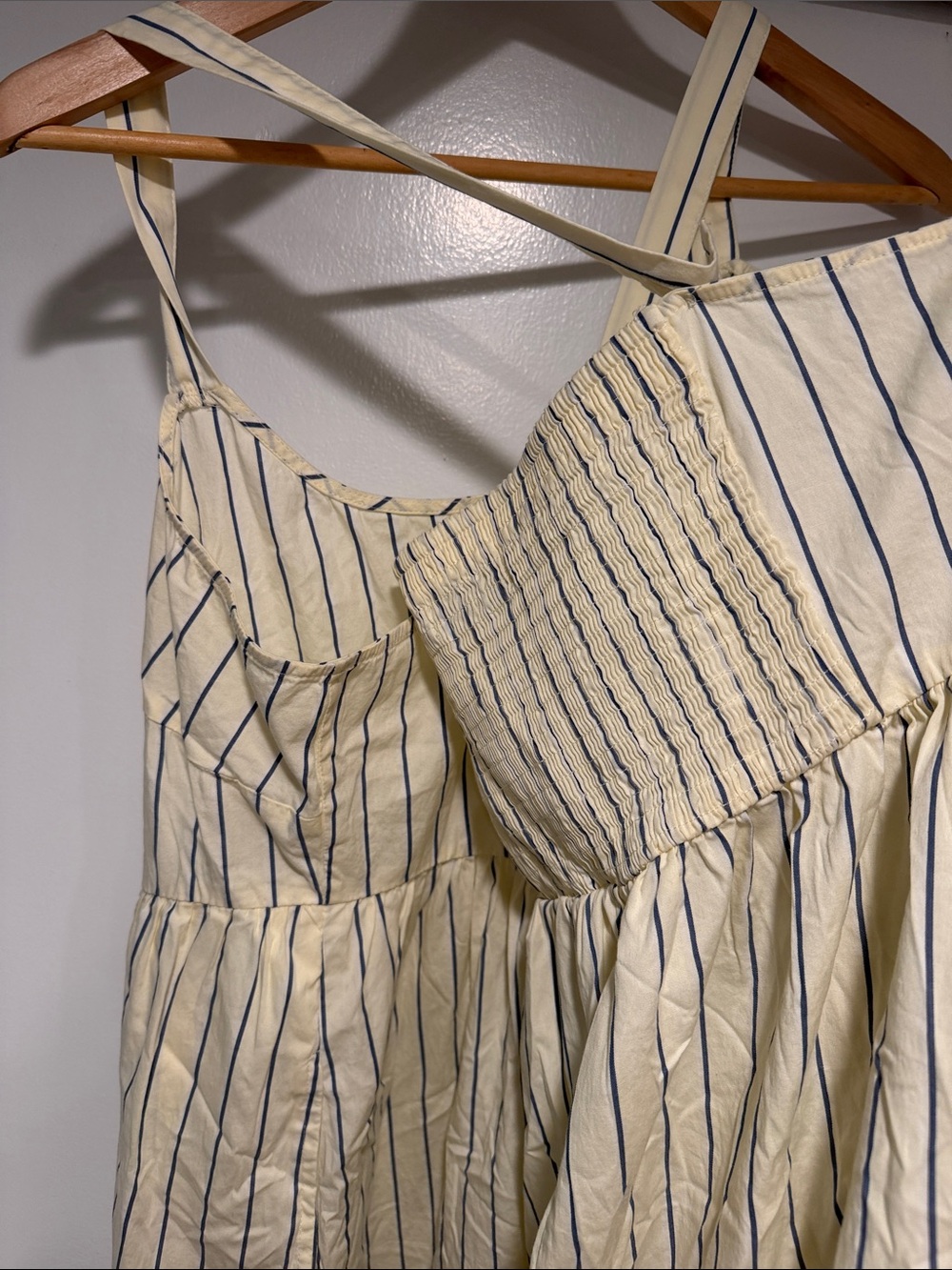 Ava & Viv Cream Midi Dress with Navy Pinstripes - Picture 2 of 3